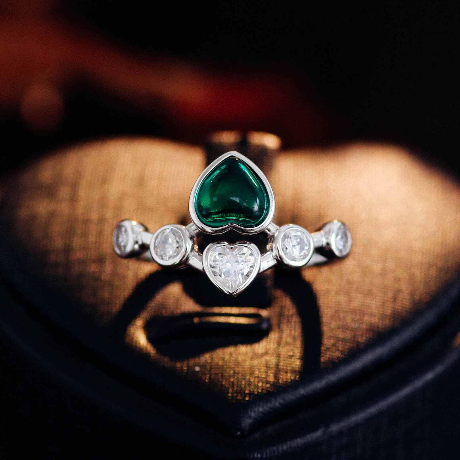 Elegant Love Lab Created Emerald Ring in Sterling Silver 