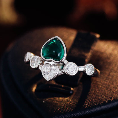 Elegant Love Lab Created Emerald Ring in Sterling Silver side