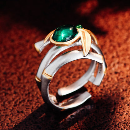 Hummingbird Lab Created Emerald Ring in Sterling Silver side