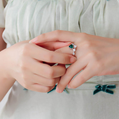 Elegant Love Lab Created Emerald Ring in Sterling Silver model