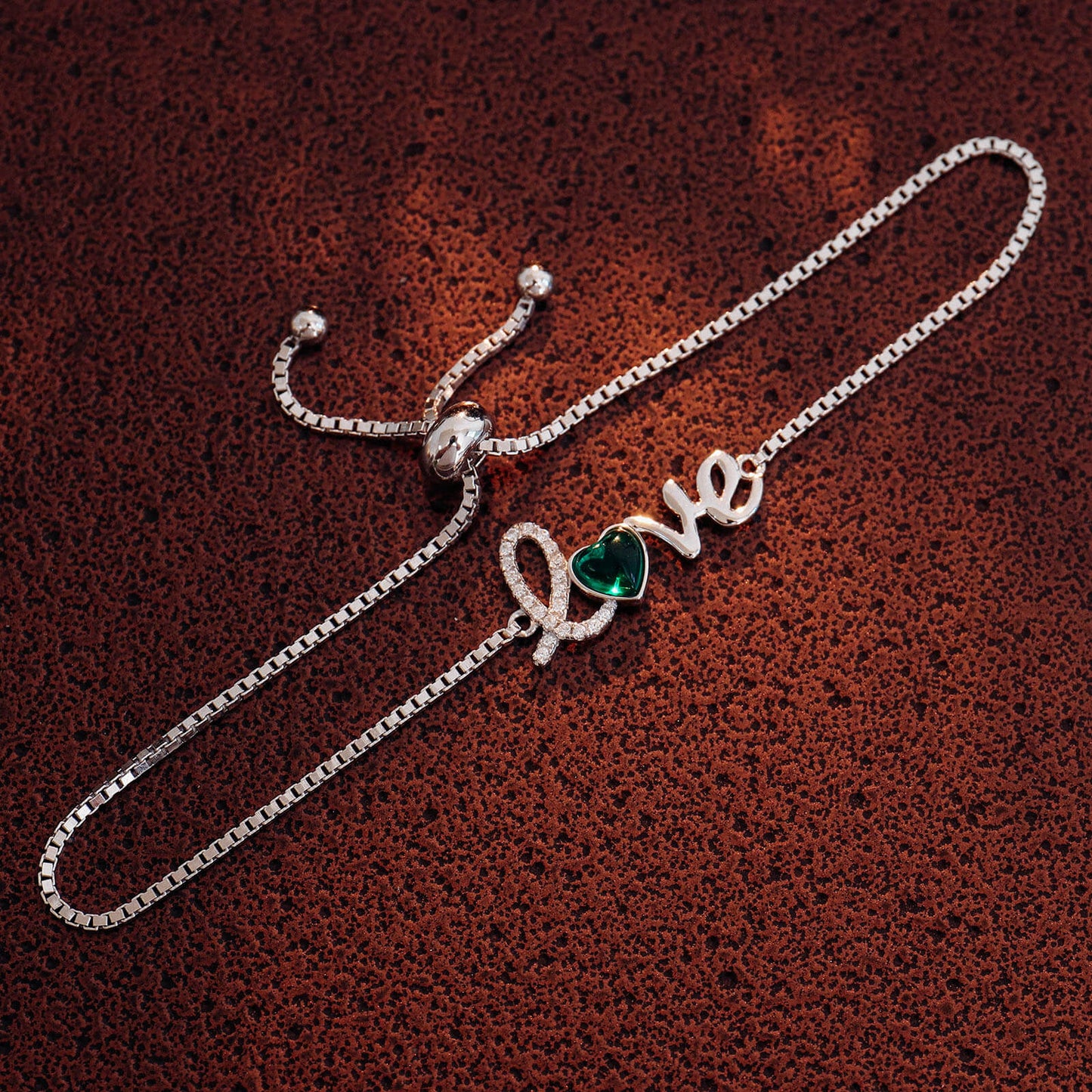 Love Pendant Lab Created Emerald Bracelet in Sterling Silver whole