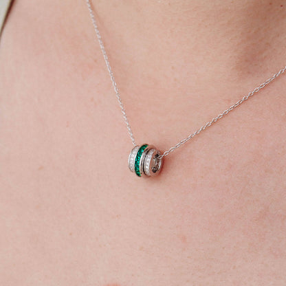 Roller Lab Created Emerald Necklace in Sterling Silver model