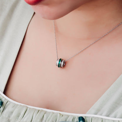 Roller Lab Created Emerald Necklace in Sterling Silver model