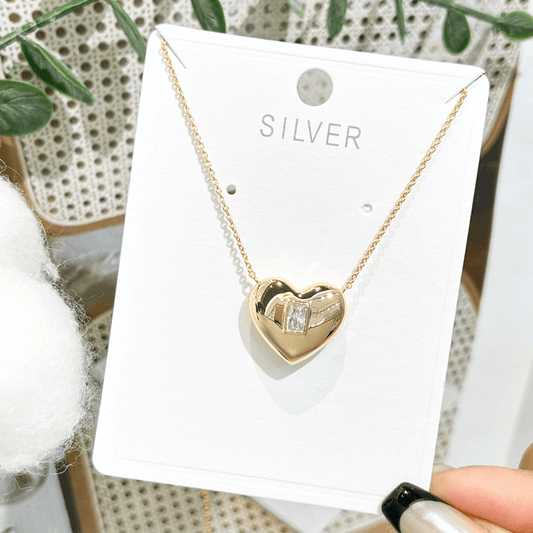 Cute Gold Heart Lock Necklace in Gold Plated Sterling Silver - Feelive