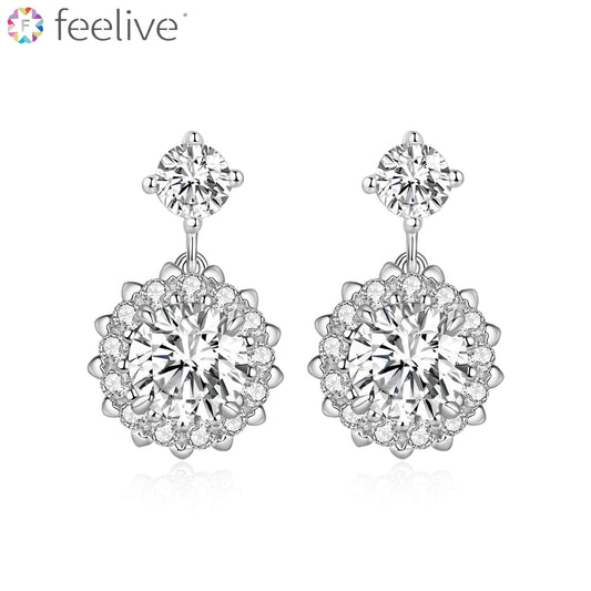 Happy Waltz Moissanite Earrings in Sterling Silver - Feelive