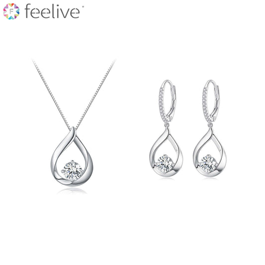 Water Drop Moissanite Jewelry Set in Sterling Silver - Feelive