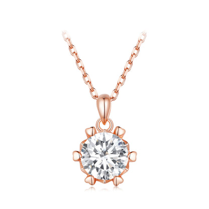 Classic Solitaire Moissanite Prong Setting Necklace in Sterling Silver rose gold