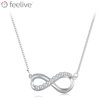 Infinity Mobius Strip Moissanite Necklace in Sterling Silver - Feelive