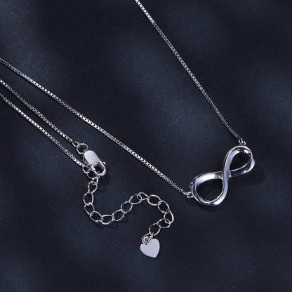 Infinity Mobius Strip Moissanite Necklace in Sterling Silver back and clasp