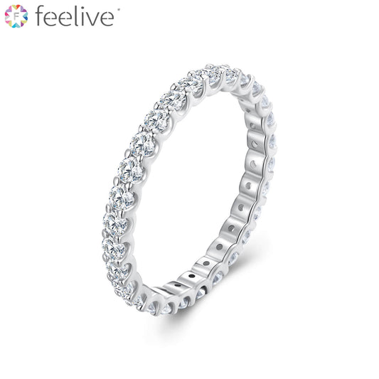 Classic Moissanite Tennis Ring in Sterling Silver - Feelive