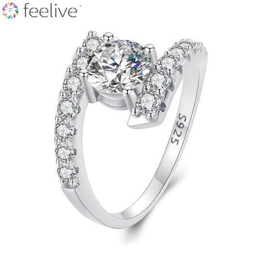 Luxury Tension Set Moissanite Wedding Ring in Sterling Silver - Feelive