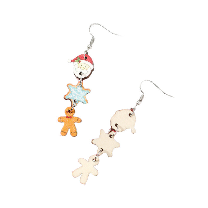 Christmas Series Santa Claus Wood Drop Earrings