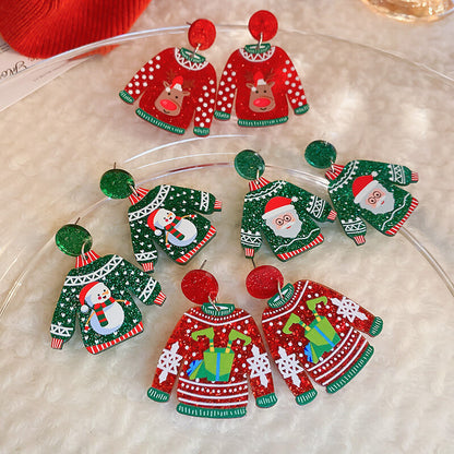 FEELIVE Oversized Style Christmas Sweater Series Drop Earrings