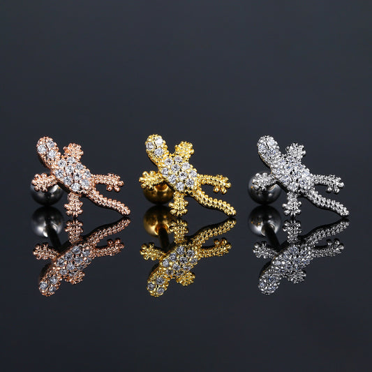 FEELIVE Gecko Pinna Stud Earrings with Helix Ball-shaped Back