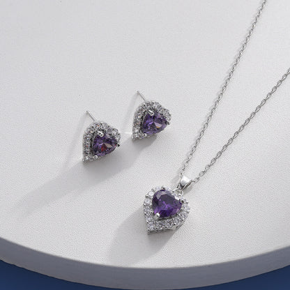 FEELIVE Luxurious Imitation Purple Topaz Heart Jewelry Set