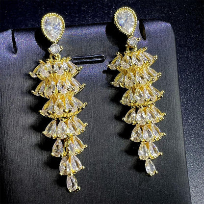 FEELIVE Luxurious Christmas Tree Shaped Zircon Drop Earrings