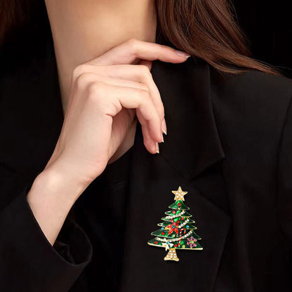 FEELIVE Sparkling Christmas Tree Zircon Enamel Brooch