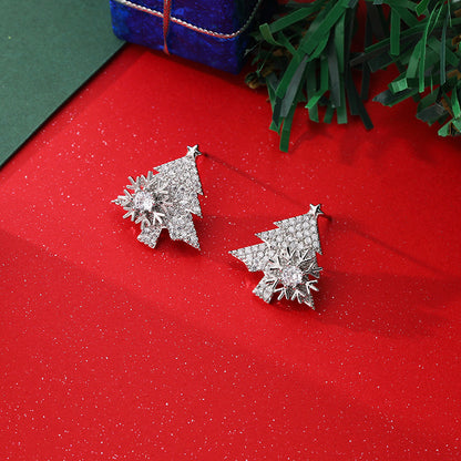 FEELIVE Creative Spinning Snowflake Christmas Tree Earrings