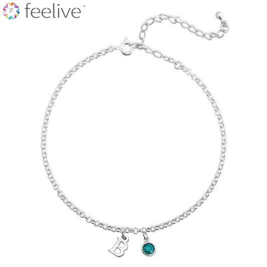 Customized Birthstone Initial Pendant Anklet【FREE GIFT BOX】