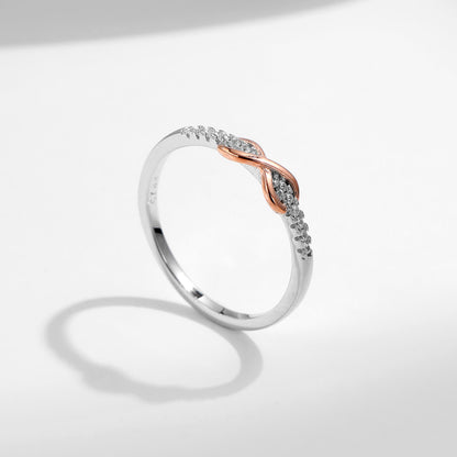 Rose Gold Mobius Strip Zircon Ring in Sterling Silver side