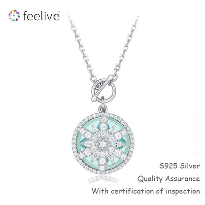 FEELIVE Rotatable Snowflake 925 Sterling Silver Necklace (S925)