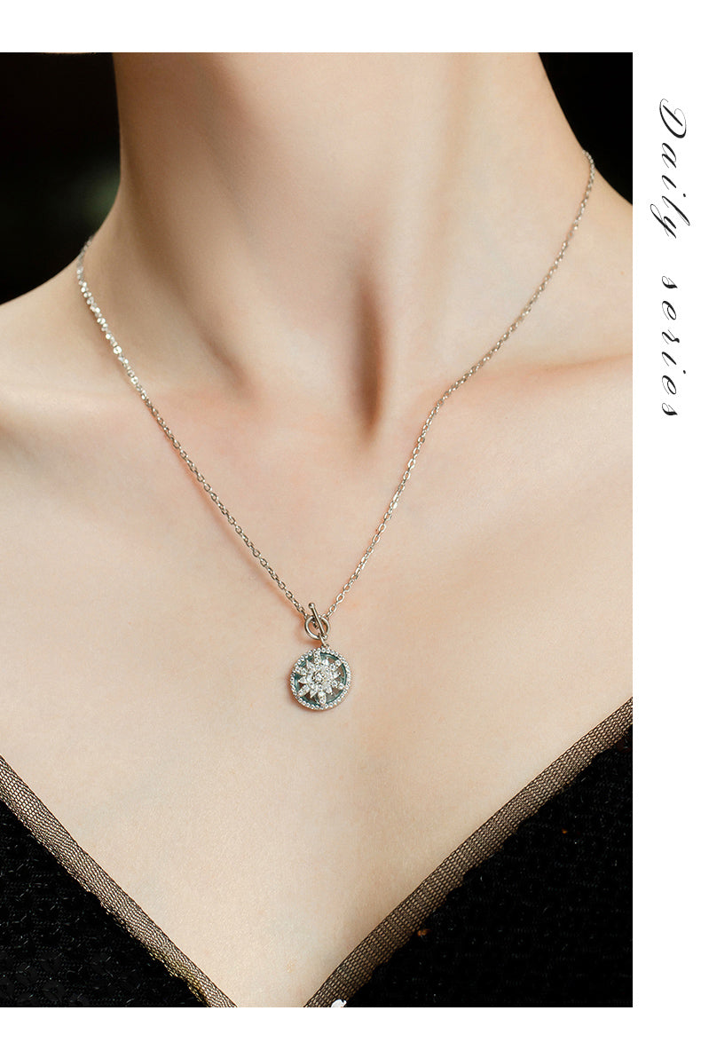 FEELIVE Rotatable Snowflake 925 Sterling Silver Necklace (S925)