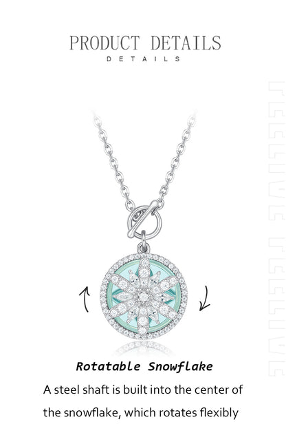 FEELIVE Rotatable Snowflake 925 Sterling Silver Necklace (S925)