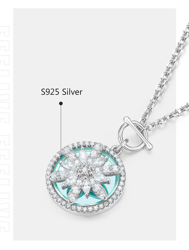 FEELIVE Rotatable Snowflake 925 Sterling Silver Necklace (S925)