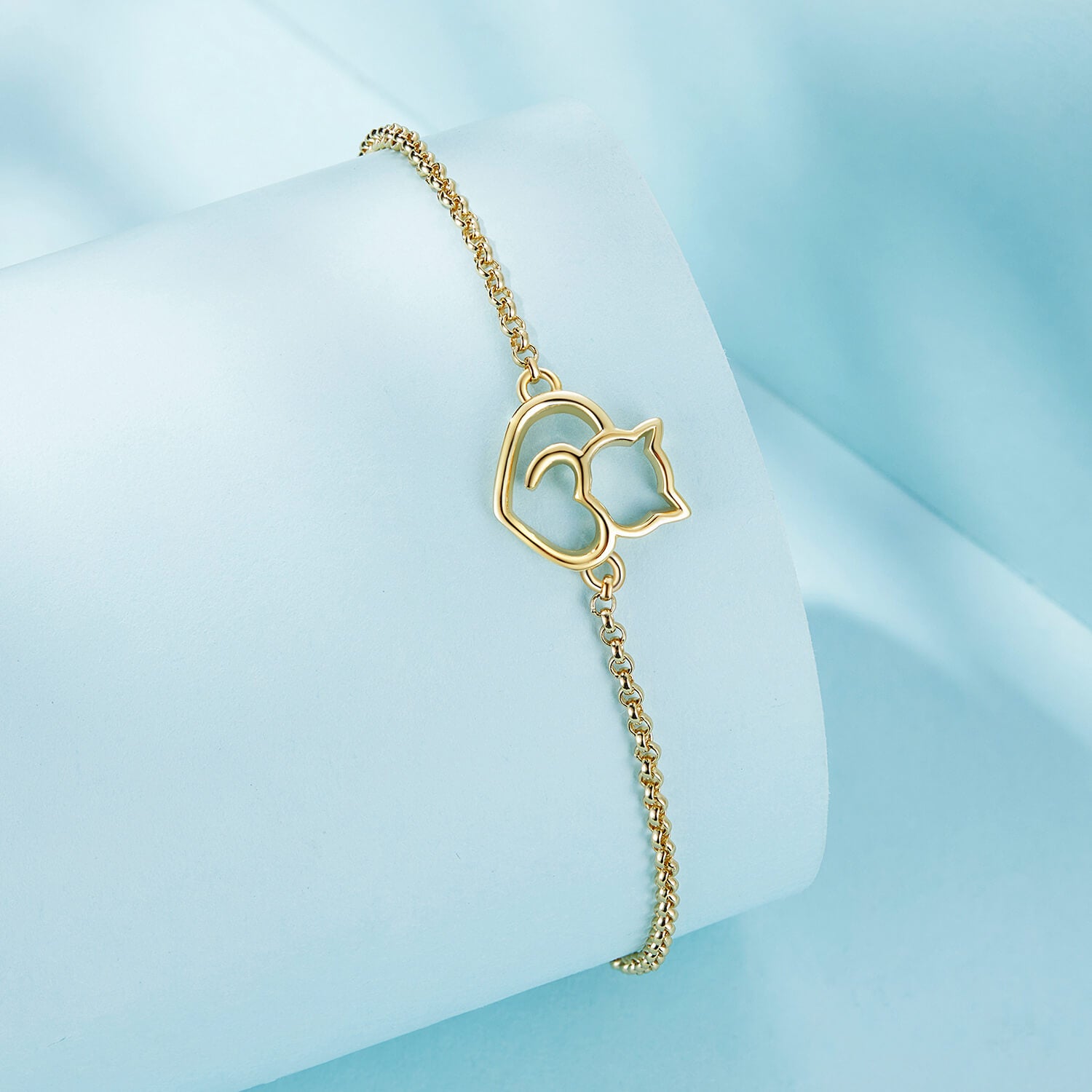 Love Cat Bracelet in Gold Plated Sterling Silver side