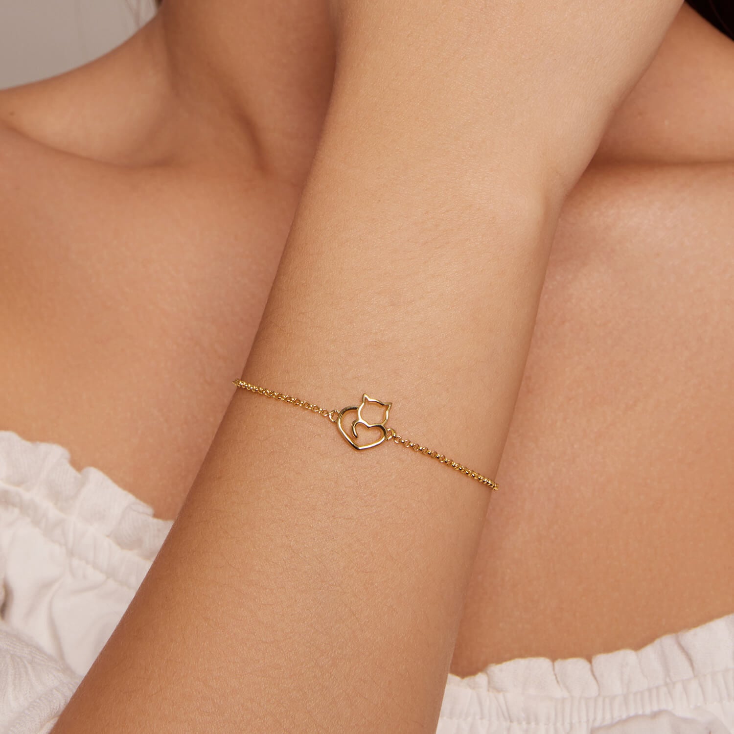 Love Cat Bracelet in Gold Plated Sterling Silver model 