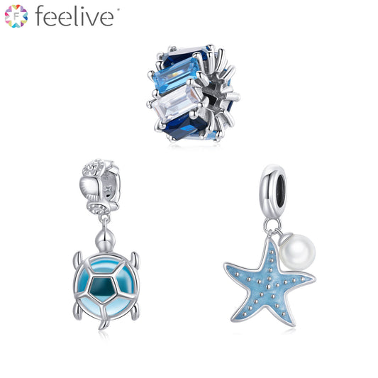 Sea Elf Gemstones Charms Set in Sterling Silver - Feelive