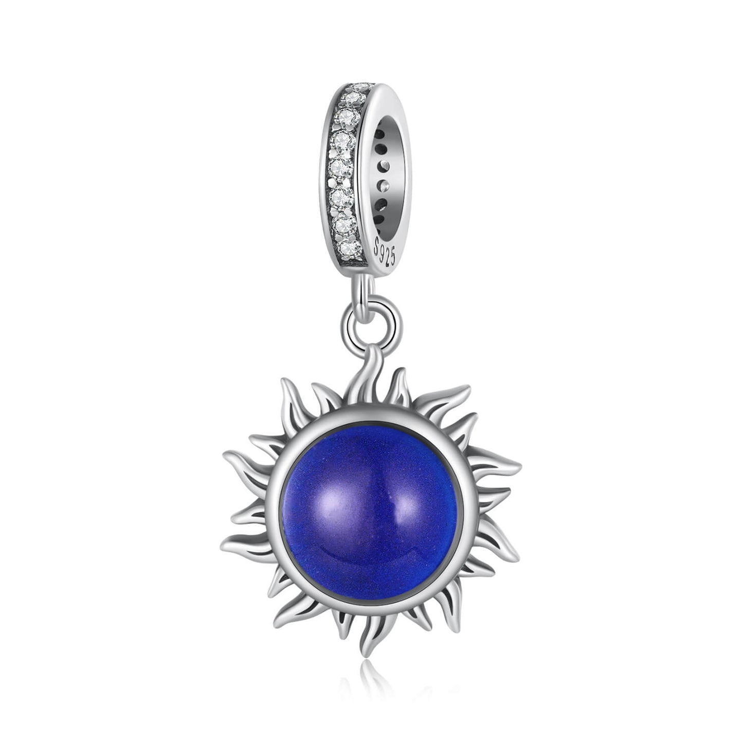 Body Temperature Sensitive Color Changing Mood Stone Charm in Sterling Silver sun