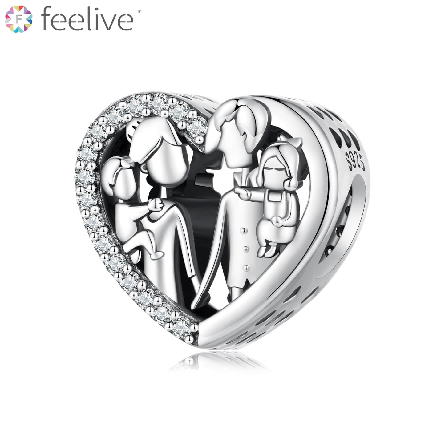 Warm Family Zirconia Charm in Sterling Silver - Feelive