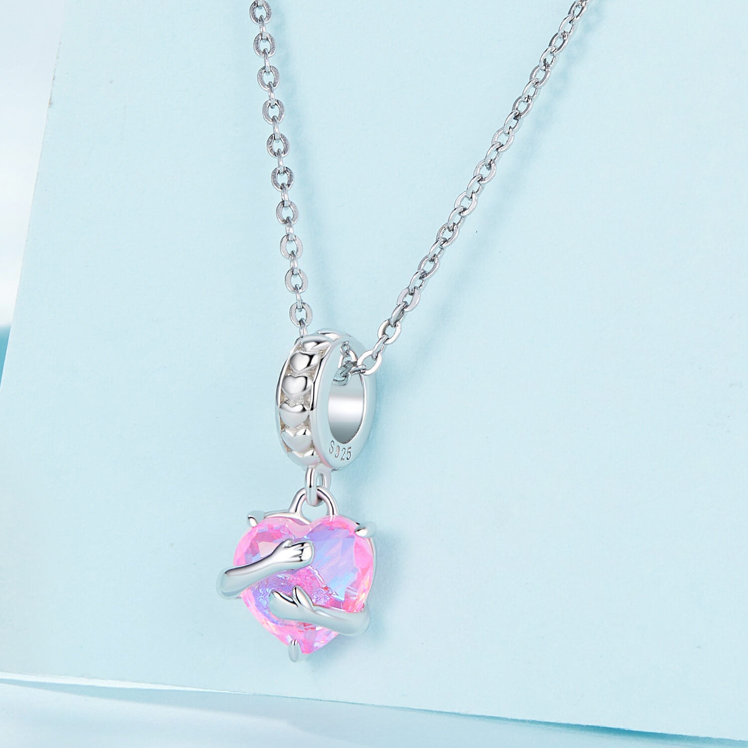 Hug Your Heart Gem Charm in Sterling Silver necklace pendant