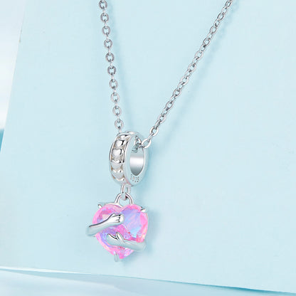 Hug Your Heart Gem Charm in Sterling Silver necklace pendant