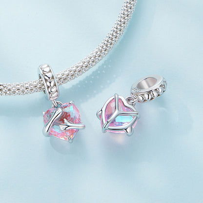 Hug Your Heart Gem Charm in Sterling Silver front and back