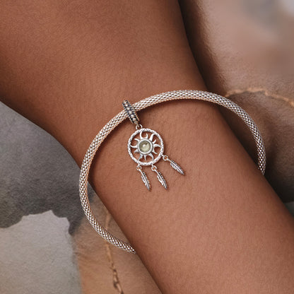 Sun Dreamcatcher Glass Charm in Sterling Silver bracelet model