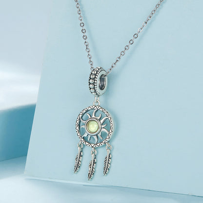 Sun Dreamcatcher Glass Charm in Sterling Silver necklace pendant