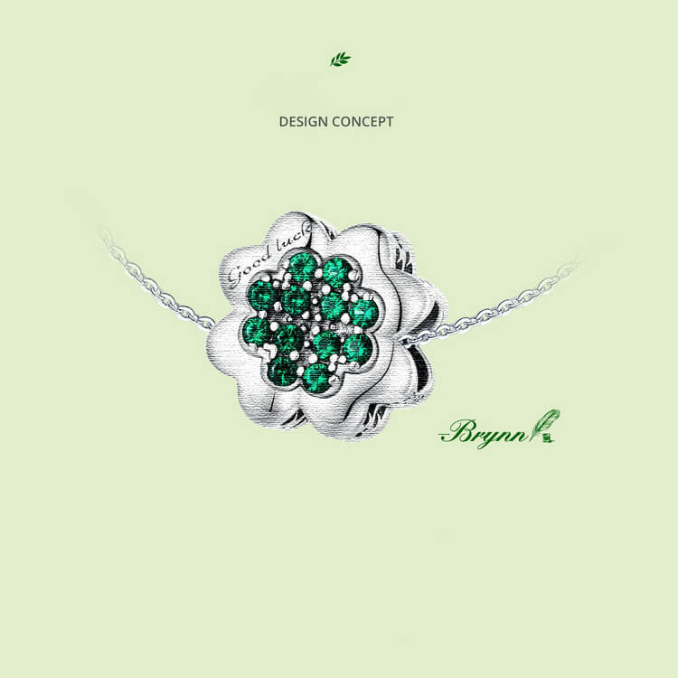 Shining Clover Zircon Charm in Sterling Silver manuscript