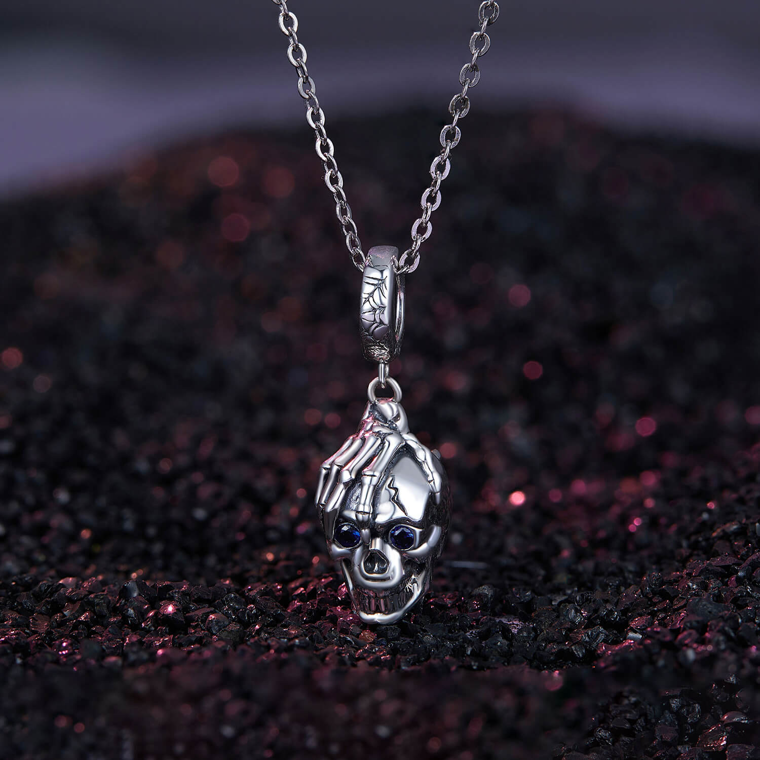 Fantasy Halloween Gems Charm Set in Sterling Silver skull necklace pendant