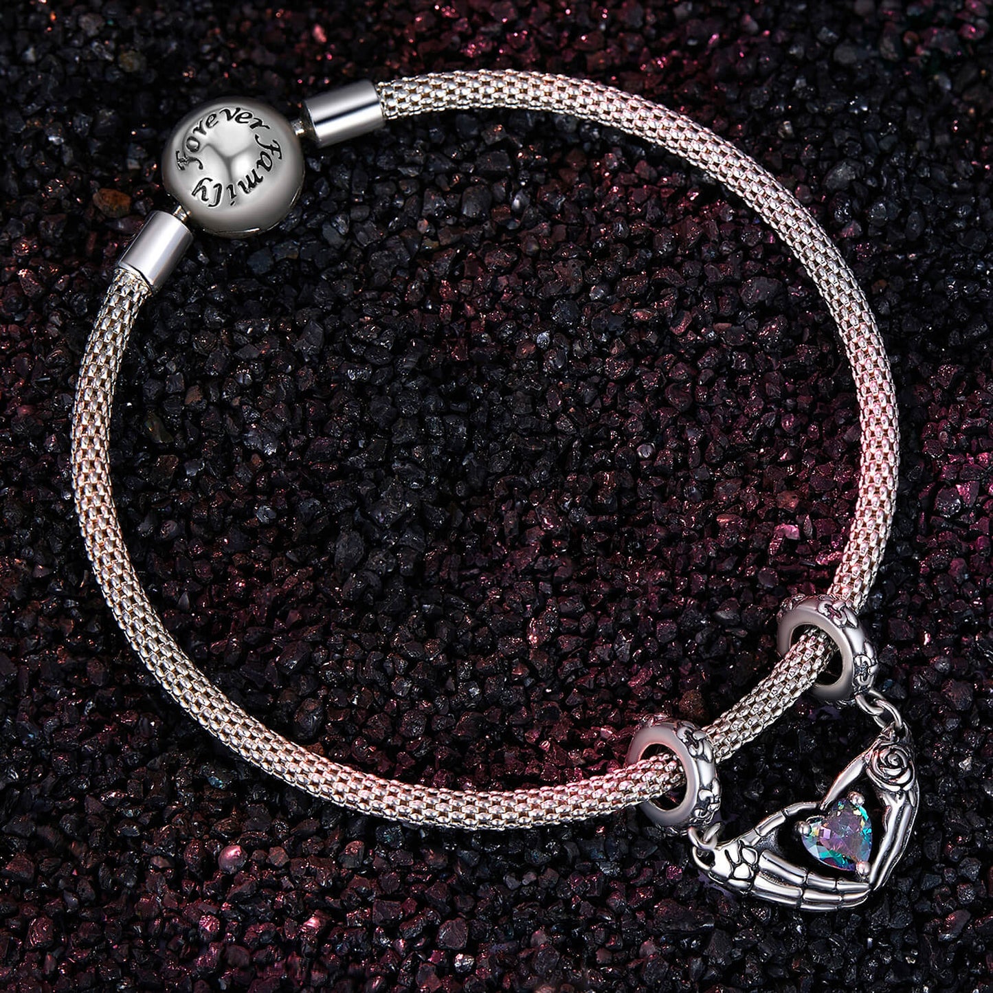 Fantasy Halloween Gems Charm Set in Sterling Silver skeleton hand bracelet accessory