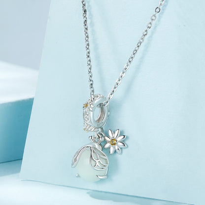 Glow-in-the-night Daisy Firefly Zircon Charm in Sterling Silver necklace pendant