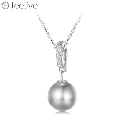 Vine Pearl Necklace in Sterling Silver - Feelive