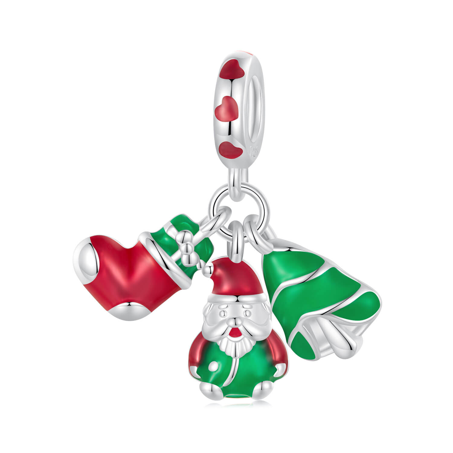 Fantasy Christmas Night Luminous Enamel Charm Set in Sterling Silver - Christmas Three-piece Suit