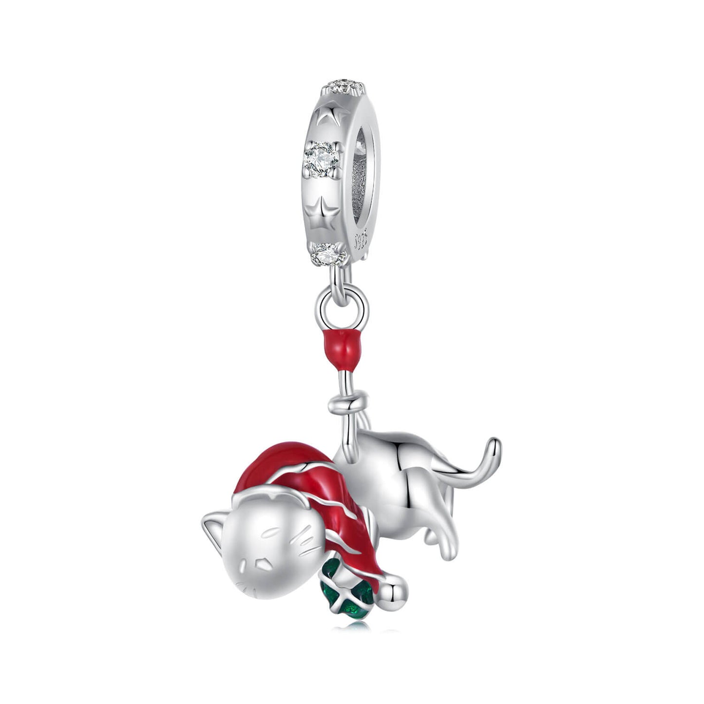 Wonderful Christmas Enamel Charm Set in Sterling Silver - Cat