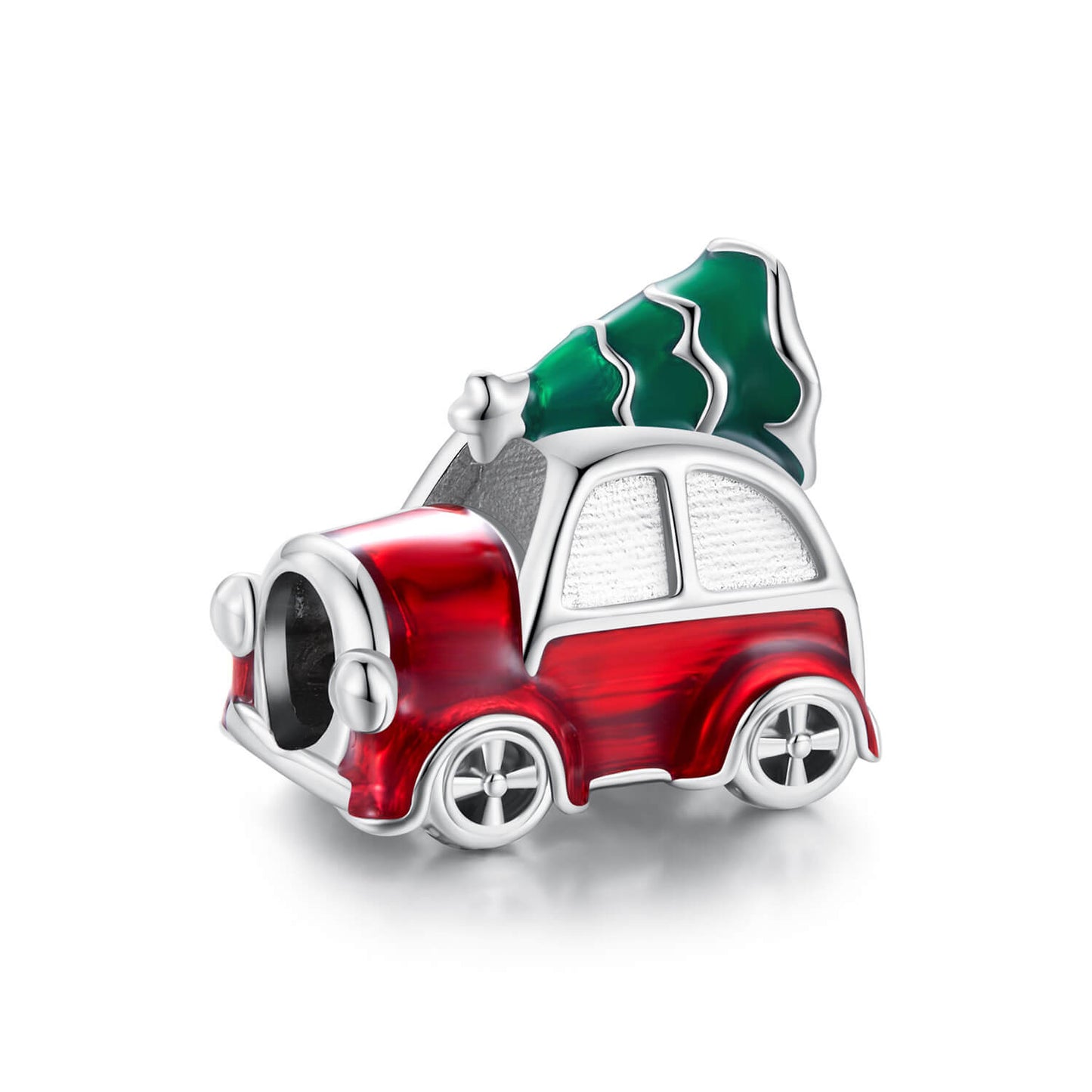 Wonderful Christmas Enamel Charm Set in Sterling Silver - Car