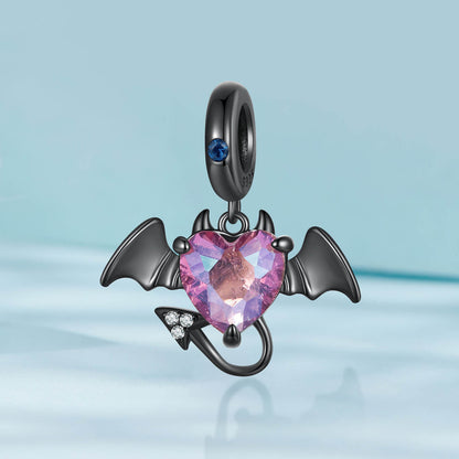 Purple Heart Little Devil Gems Charm in Sterling Silver front