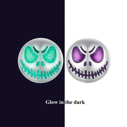 Glow-in-the-dark Skull Enamel Earrings in Sterling Silver luminous effect