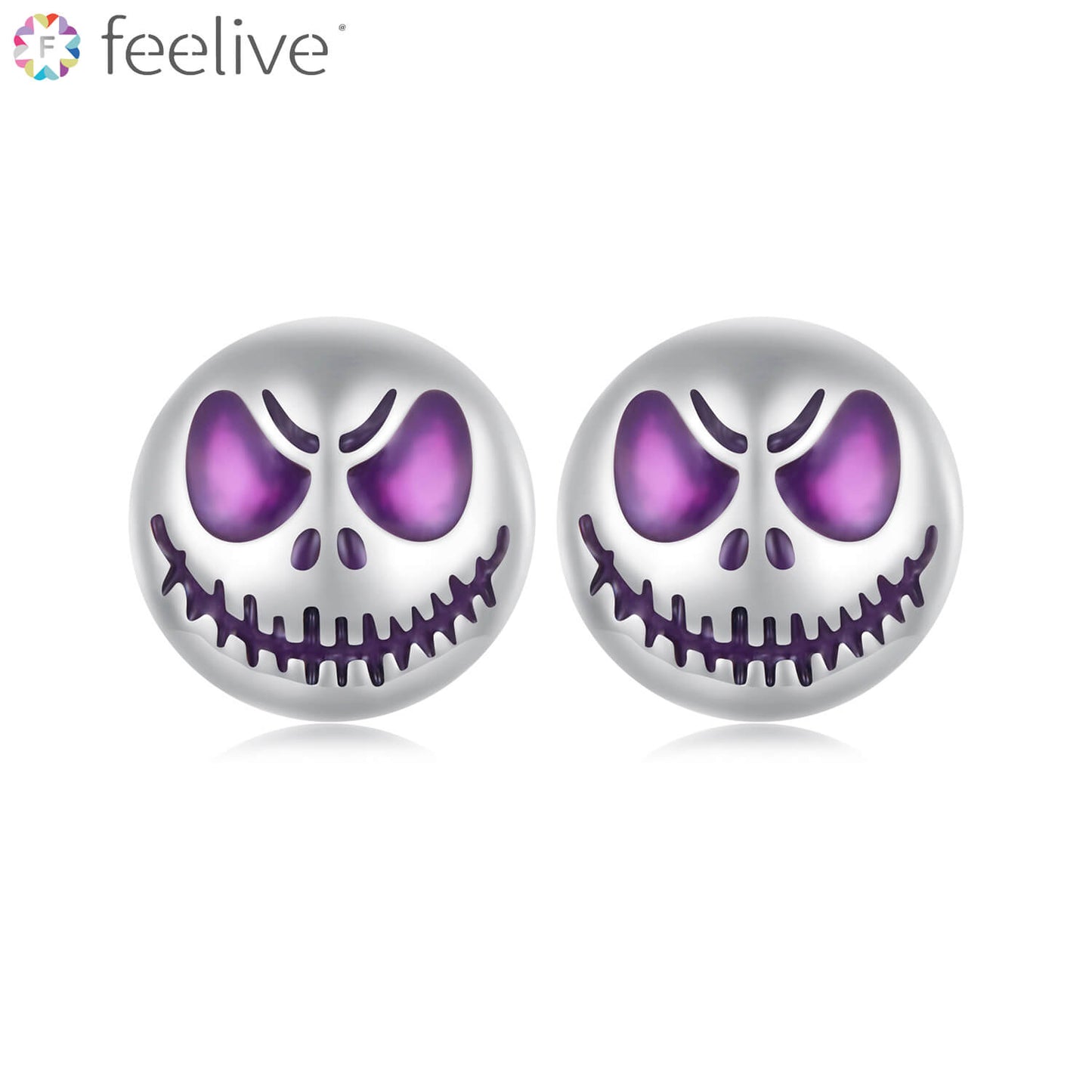 Glow-in-the-dark Skull Enamel Earrings in Sterling Silver - Feelive