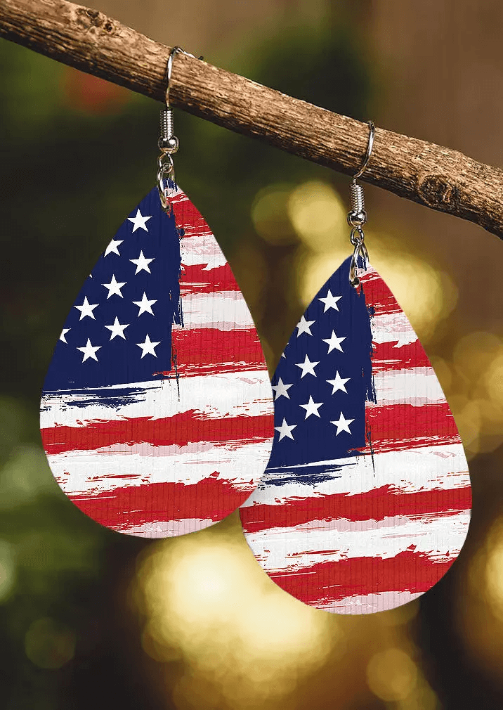 American Flag Water Drop Earrings